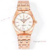 New! Swiss Clone Breitling Chronomat 36 BLS Ultra-slim 2824 Rose Gold Rouleaux Bullet Strap